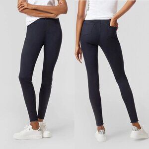 Medium - Hue Studio Womens Mid-Rise Frayed Edge Denim Leggings - Black
